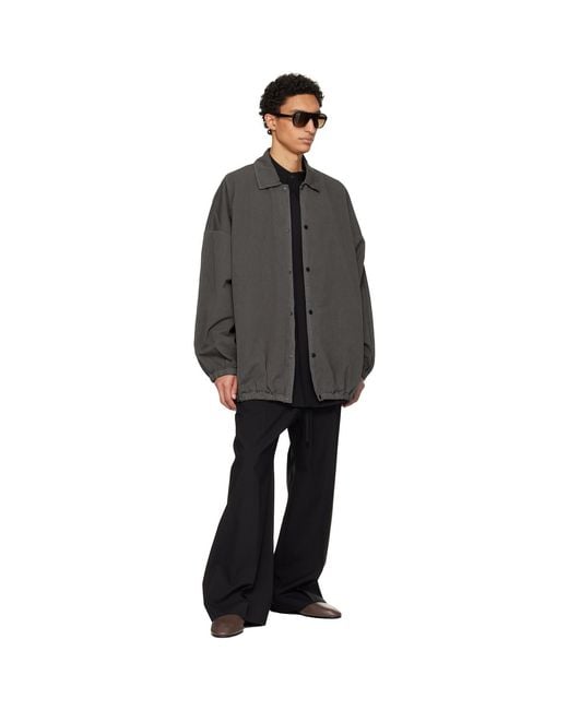 Fear Of God Black Cotton Wool Oxford Wide Leg Drawstring Trousers for men