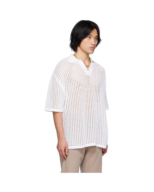 Wooyoungmi White Dropped Shoulder Polo for men