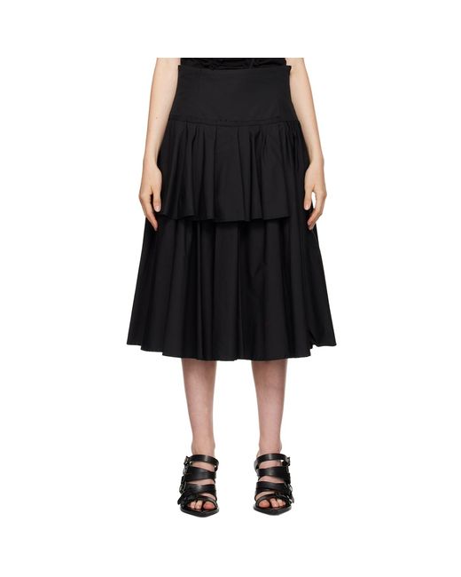 Renaissance Renaissance Black Pleated Polyester Midi Overlay Skirt