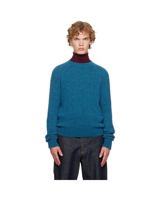 Dries Van Noten Blue Alpaca Sweater for men