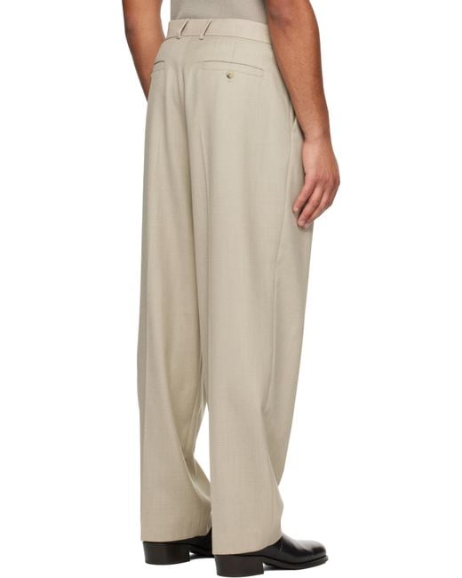 LE17SEPTEMBRE Natural Two Tuck Wool Trousers for men