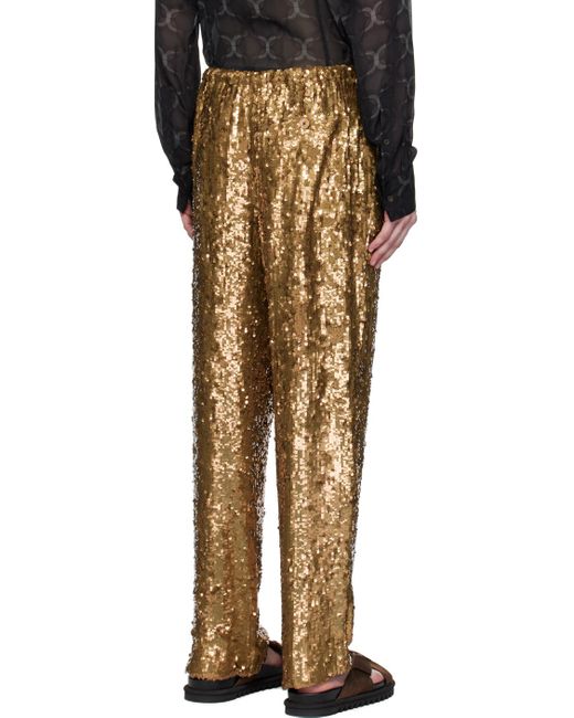 Dries Van Noten Multicolor Gold Embellished Trousers for men