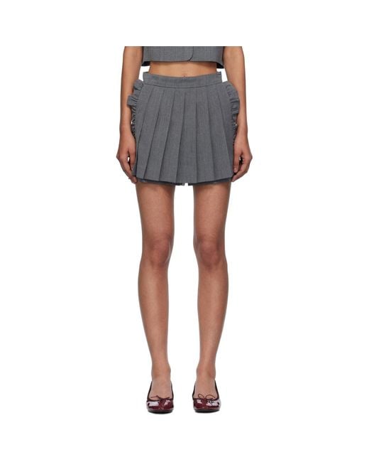 Pushbutton Black Pleated Apron Shorts