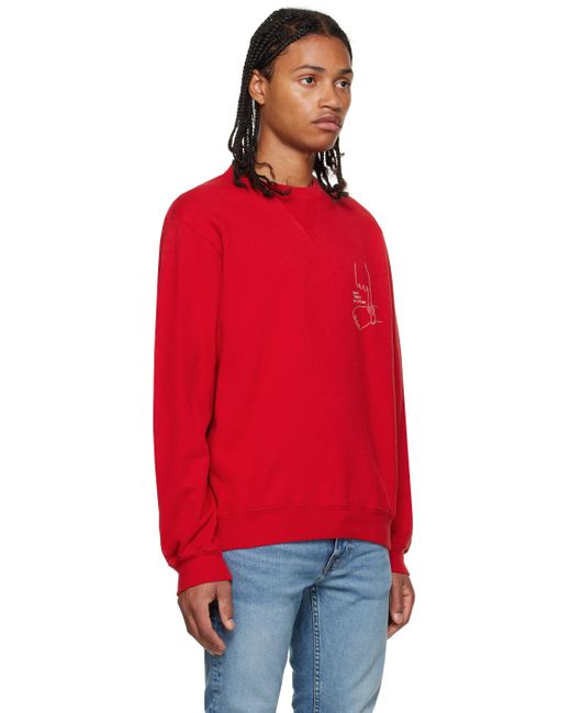 Nudie Jeans Red Lasse Sweatshirt for men