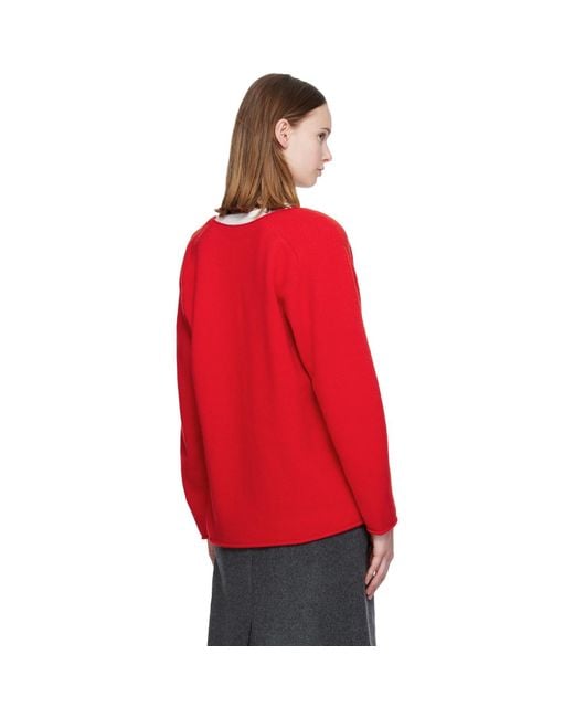 NOTHING WRITTEN Red Cerin Deep V-Neck Sweater