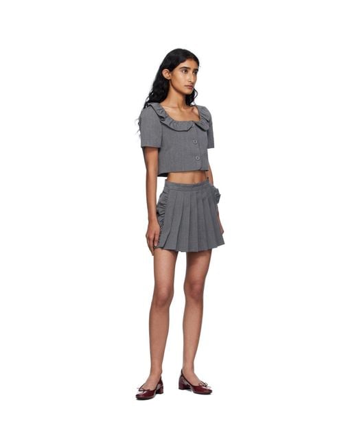 Pushbutton Black Pleated Apron Shorts