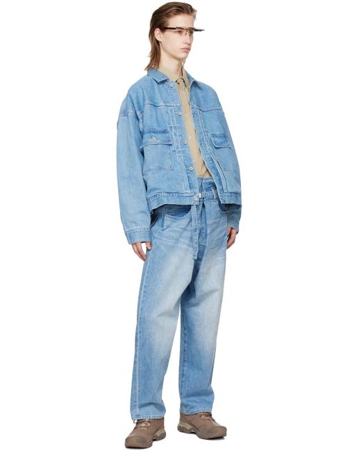 Meanswhile Blue Pleated Denim Jacket for men