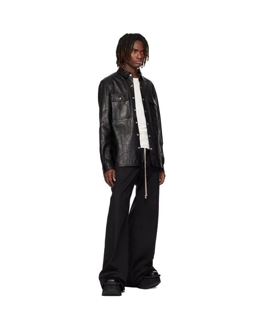 Rick Owens Black Temple Wide Bela Trousers for men