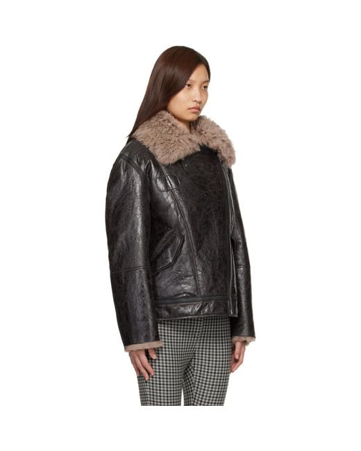Acne Black Leather Shearling Jacket