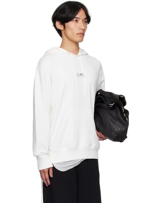 Pull À Capuche Blanc Cassé À Écusson À Logo MM6 by Maison Martin Margiela pour homme en coloris White