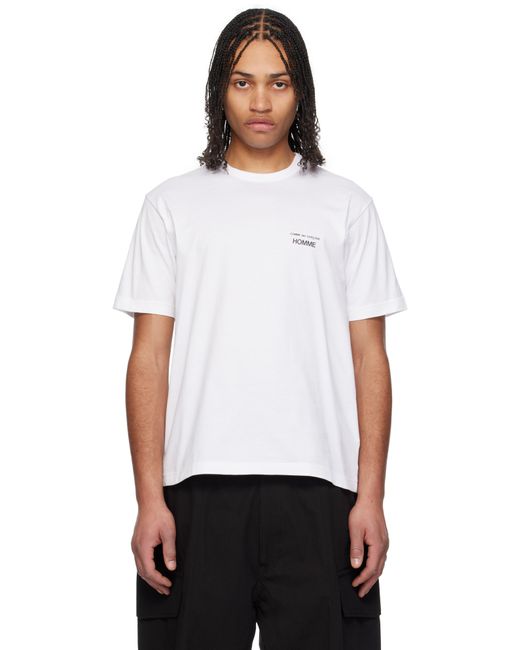 メンズ Comme des Garçons ホワイト ロゴ Tシャツ White