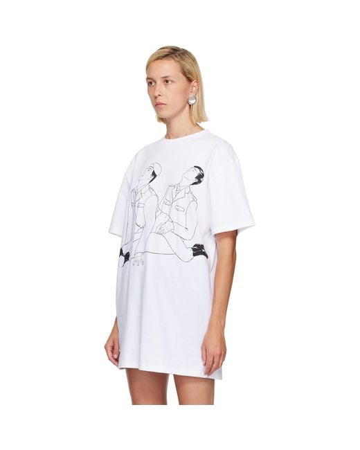 Jean Paul Gaultier White Cotton Jersey Oversized Printed Kamasutra T-Shirt