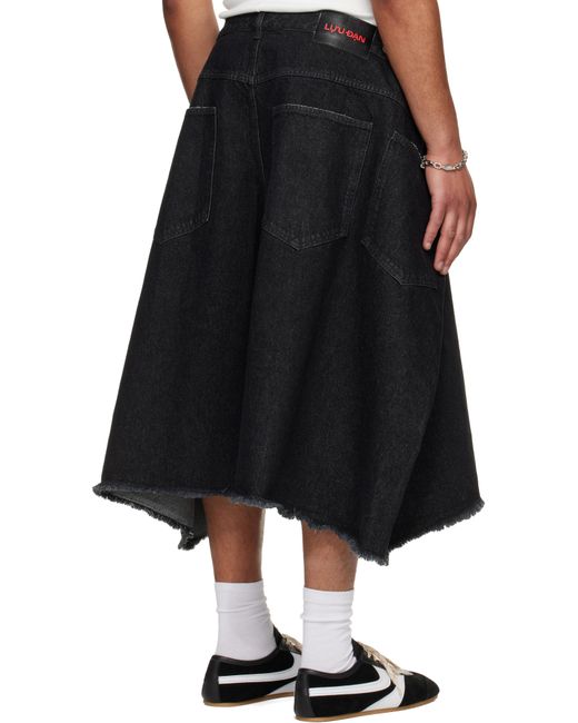 Lu'u Dan Men's Black Denim Maxi Shorts