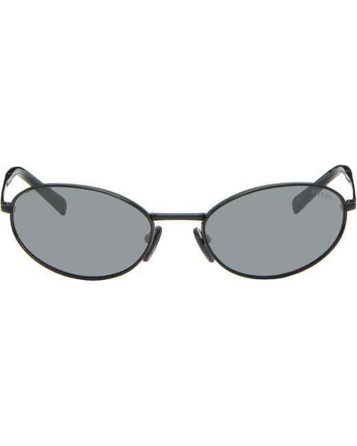Prada Black Metal Oval Sunglasses