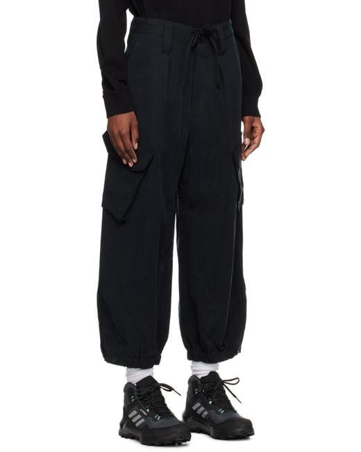 Y-3 Black Crinkled Trousers