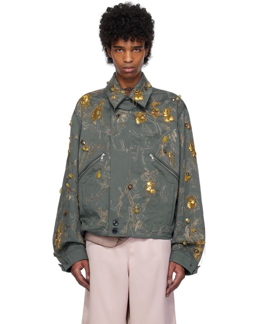 メンズ Dries Van Noten グレー デコレーテッド ジャケット Multicolor