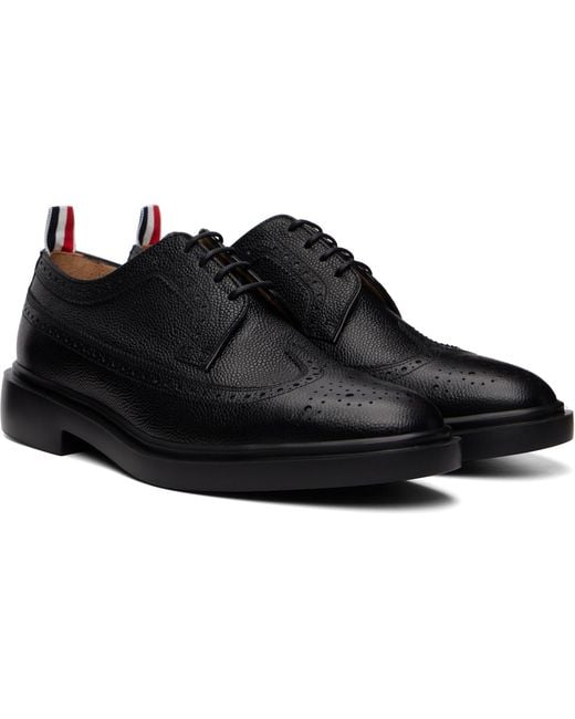 Thom Browne Black Pebble Grain Longwing Brogues for men