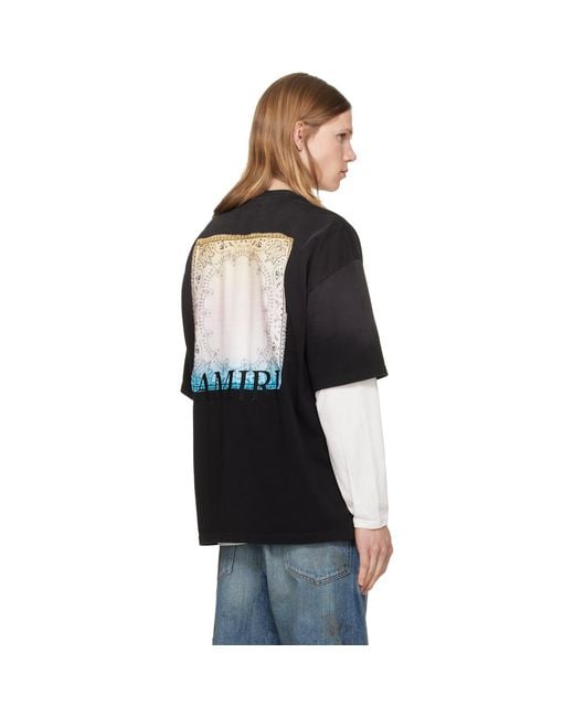Amiri Black Bandana Patch Oversized T-Shirt for men