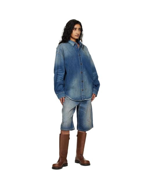 Acne Blue Button-Up Denim Shirt
