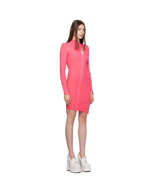 Versace Red Pink Slashed Minidress
