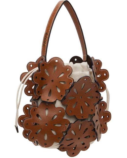 Staud Brown Tan Flora Basket Bag