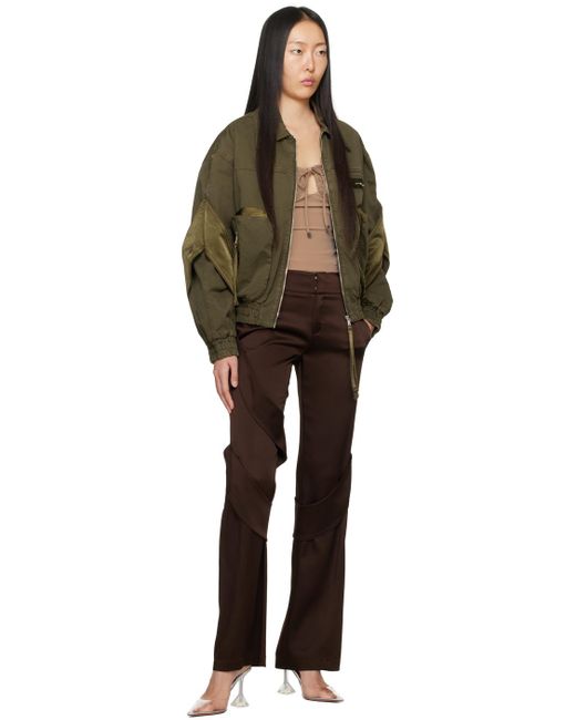 Blumarine Brown Khaki Padded Bomber Jacket