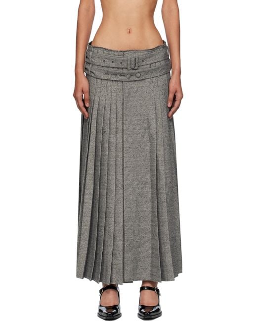 OPEN YY Black Double Belted Maxi Skirt