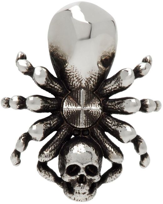 Alexander McQueen Multicolor Spider Skull Earring for men