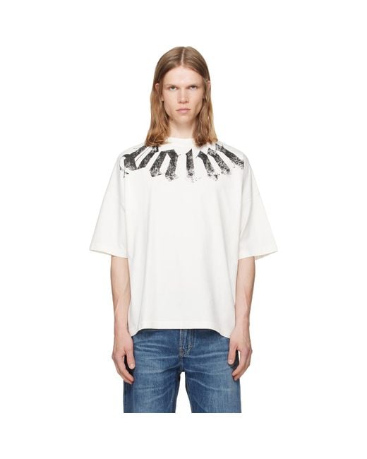Palm Angels White Off- Big Neck Logo Loose T-Shirt for men