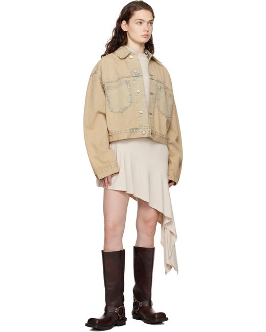 Acne ベージュ＆ブルー オーバーサイズ クロップドフィット デニムジャケット Natural
