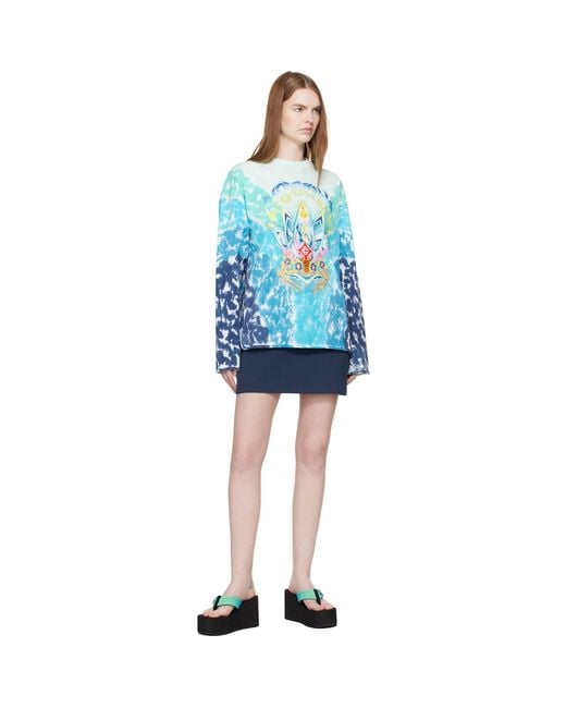 Casablanca Blue Surf Lotus Tie Dye Long Sleeve T-shirt