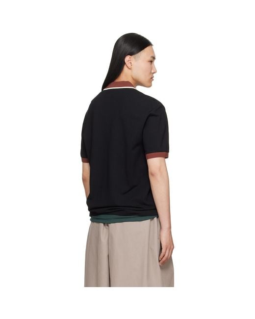 Marni Black Embroidered-Logo Polo for men