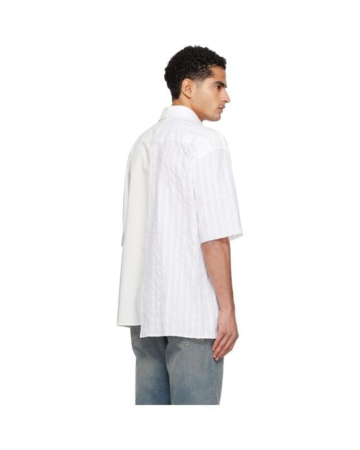 MM6 by Maison Margiela White Off- Two-Tone Cotton Poplin Shirt for men