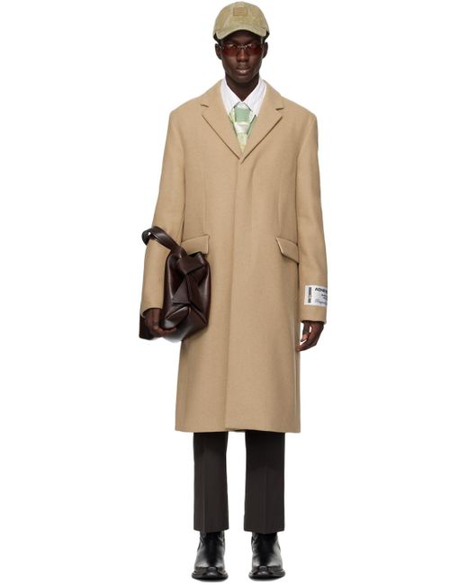 Manteau brun clair à simple boutonnage Acne pour homme en coloris Black