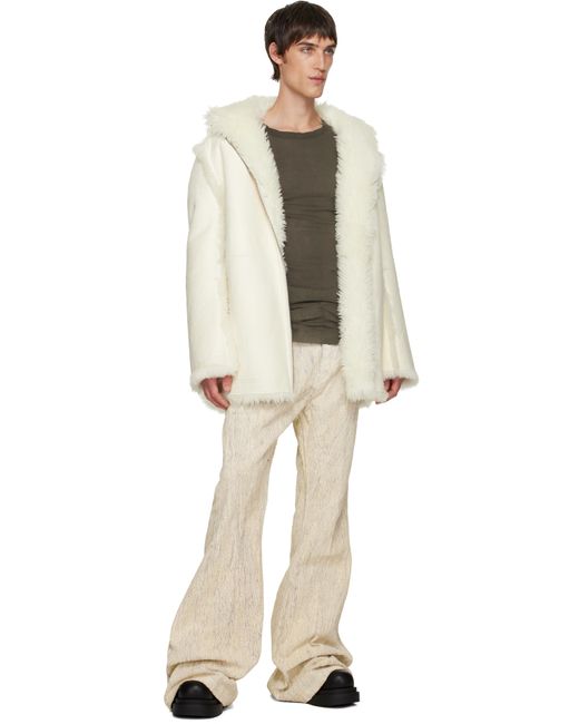 Mackintosh Écourté Réversible Blanc Cassé À Garnitures En Peau Retournée Rick Owens pour homme en coloris Multicolor