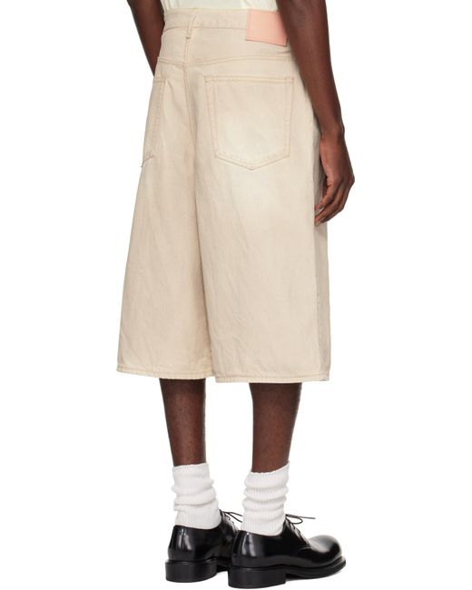 Acne Natural Button Denim Shorts for men