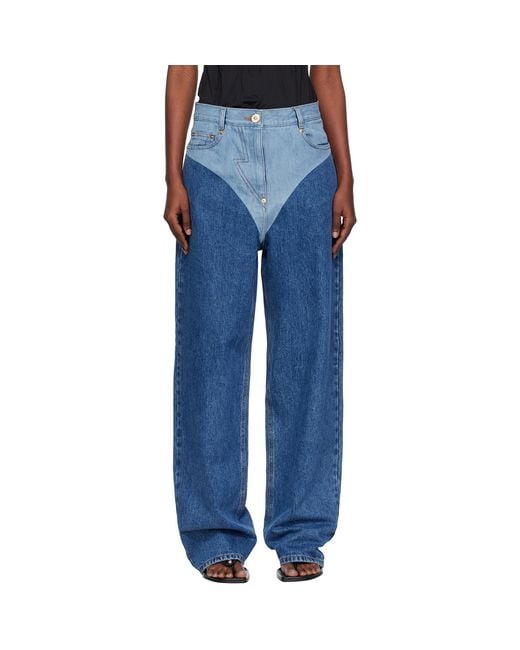Pushbutton Blue Panty Printed Wide Jeans