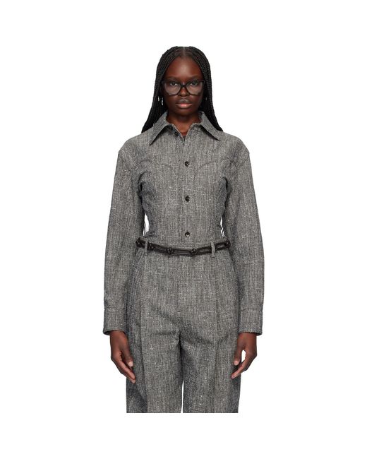 Bottega Veneta Black Melange Viscose & Silk Shirt