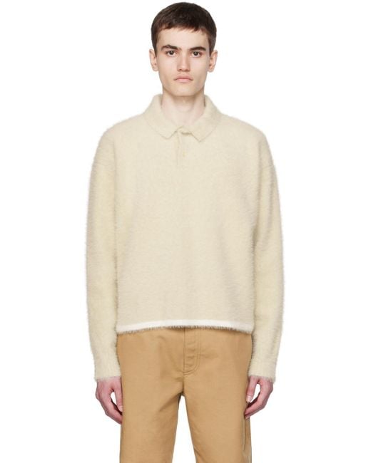 Jacquemus Natural Off-white Le Papier 'le Polo Neve' Polo for men