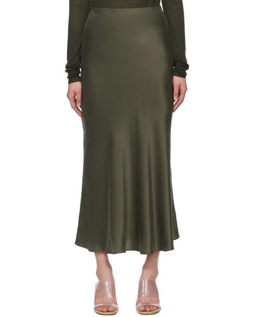 SILK LAUNDRY グリーン ロング バイアスカット マキシスカート Green