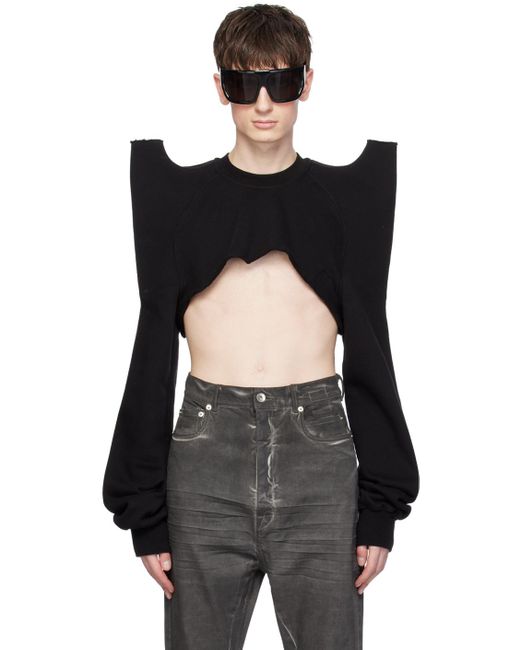 Rick Owens Black Cropped Tecsweat Sweatshirt for men