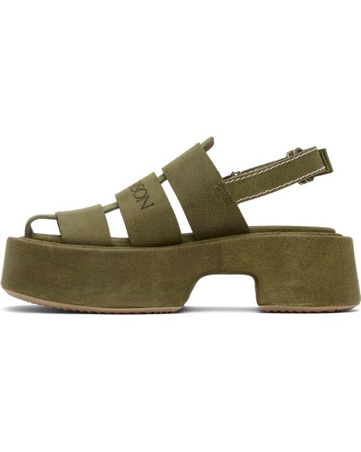 J.W. Anderson Green Suede Platform Fisherman Sandals
