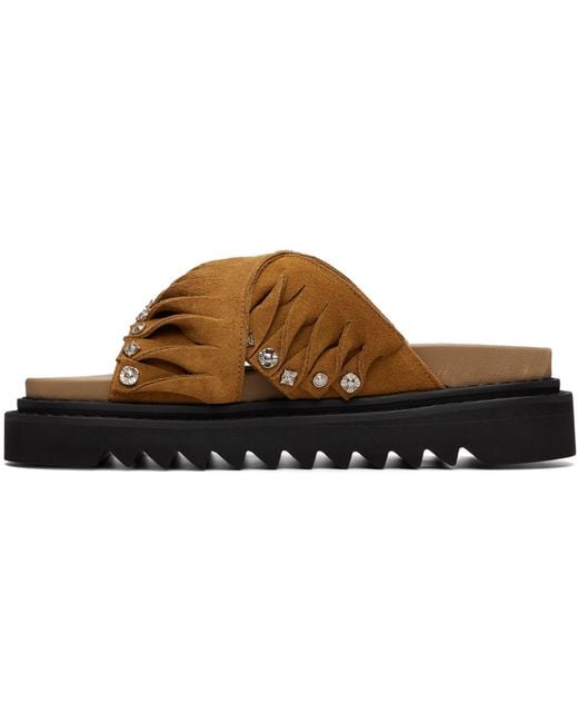 Toga Virilis Brown Tan Suede Sandals for men