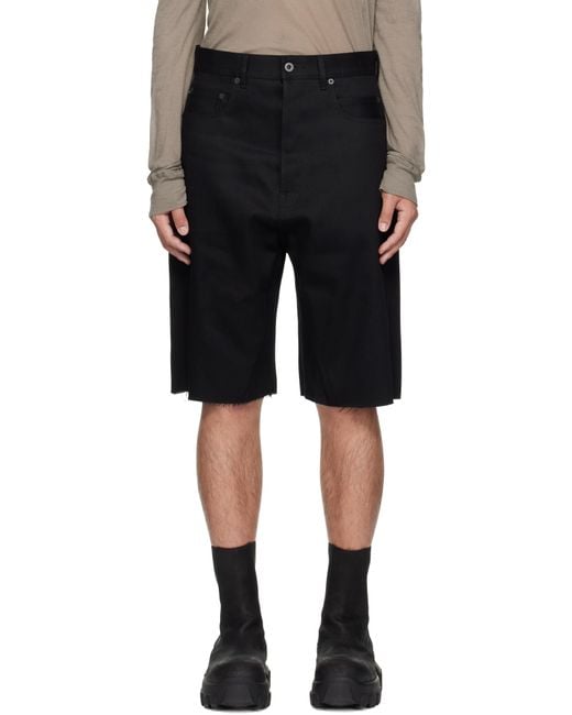 Rick Owens Black Hollywood Geth Cutoffs Denim Shorts for men