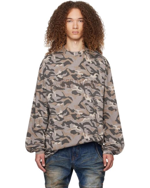we11done Brown Gray Camo Long Sleeve T-shirt for men