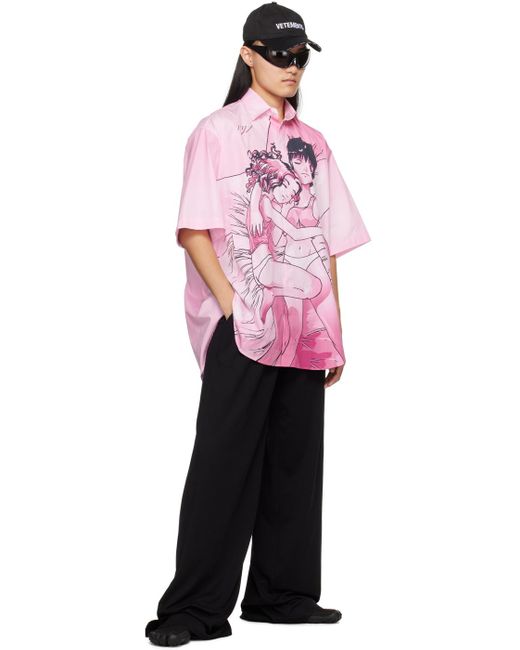 メンズ Vetements Anime シャツ Pink