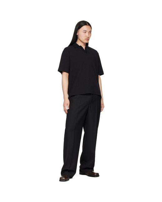 Second/Layer Black Relaxed Primo Trousers for men