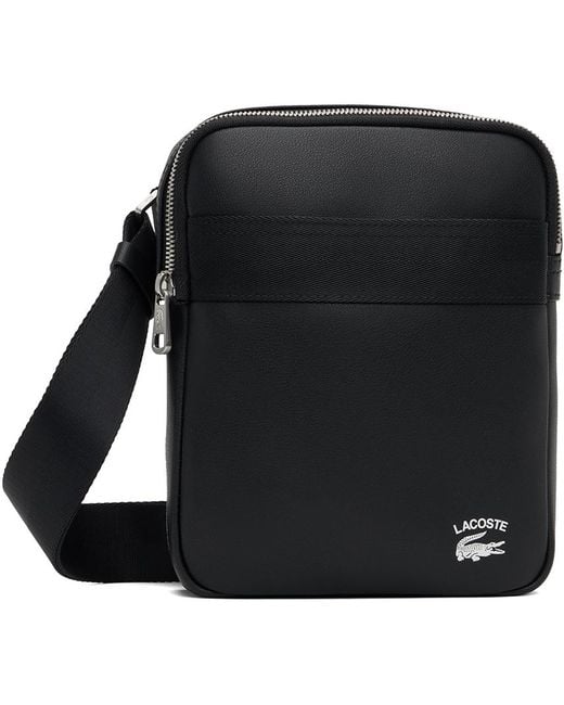 Lacoste Black Contrast Branded Crossover Bag for men