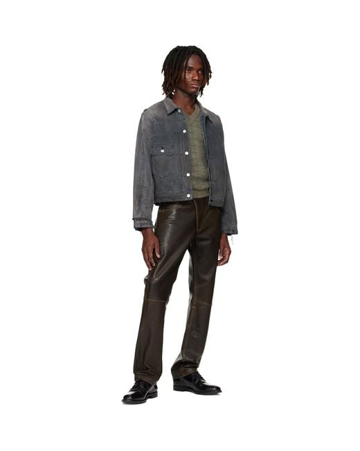 Enfants Riches Deprimes Black Moto Fly Straight Leg Leather Pants for men
