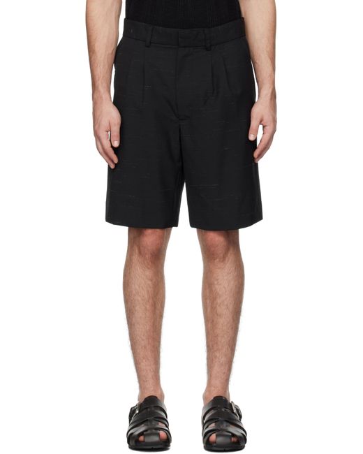 Commas Black Heathered Tailored Shorts for men
